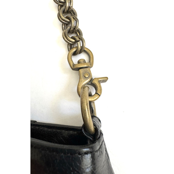Hobo International Shoulder Bag Clutch Black Leather Detachable Chain Strap - Picture 11 of 15